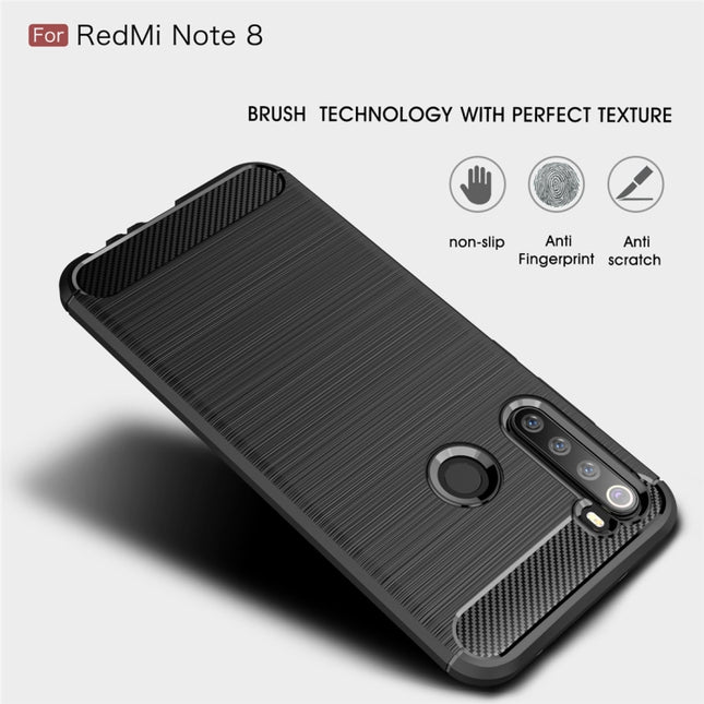 For Xiamo Redmi Note 8 Brushed Texture Carbon Fiber TPU Case, For Redmi Note 8