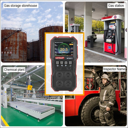 WINTACT WT8811 Compoud Gas Monitor LCD Display Rechargeable Multifunction 4 in1 Combustible O2 H2S CO Gas Sensor Sound-light Vibration Alarm