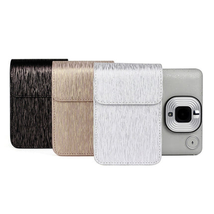 Richwell Brushed Camera Case PU Leather Case for Fujifilm Instax Mini Liplay Instant Camera, Black, White, Gold