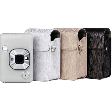 Richwell Brushed Camera Case PU Leather Case for Fujifilm Instax Mini Liplay Instant Camera, Black, White, Gold