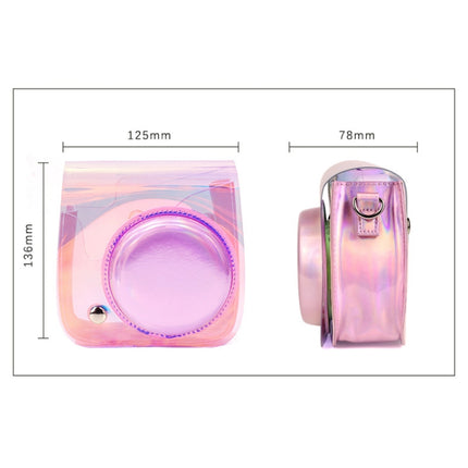 Richwell Translucent PVC Camera Bag for Fujifilm Instax Mini 8 8+ 9 Cover Case with Shoulder Strap Gradient Pink Shell