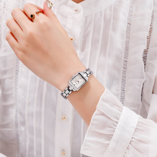 SKMEI 1407 Business Fashion Watch with Diamonds Delicate and Elegant Square Zinc Alloy Quartz Watch for Women