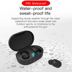 E6S LED Display Wireless Earphone TWS  Bluetooth V5.3 Headsets Waterproof Bluetooth Earbuds, E6S (Black)