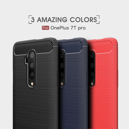For Oneplus 7T Pro   Brushed Texture Carbon Fiber TPU Case