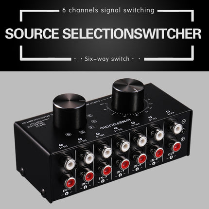 B016 6 Input 1 Output Audio Signal Source Selection Switcher, Output Volume Adjustment Control RCA Port, 6 Input 1 Output