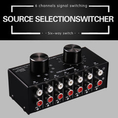 B016 6 Input 1 Output Audio Signal Source Selection Switcher, Output Volume Adjustment Control RCA Port