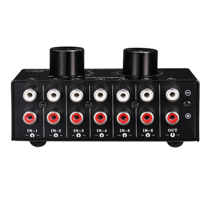 B016 6 Input 1 Output Audio Signal Source Selection Switcher, Output Volume Adjustment Control RCA Port, 6 Input 1 Output