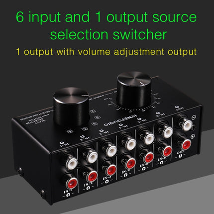 B016 6 Input 1 Output Audio Signal Source Selection Switcher, Output Volume Adjustment Control RCA Port, 6 Input 1 Output