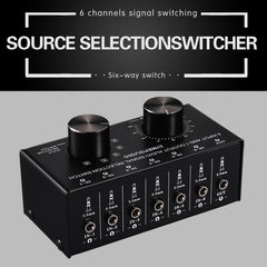 B017 6 Input 1 Output Audio Signal Selection Switcher Output Volume Adjustment Control 3.5mm Interface