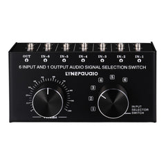 B017 6 Input 1 Output Audio Signal Selection Switcher Output Volume Adjustment Control 3.5mm Interface