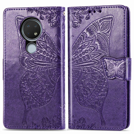 For Nokia 6.2 / 7.2 Butterfly Love Flower Embossed Horizontal Flip Leather Case with Bracket Lanyard Card Slot Wallet, For Nokia 6.2 / 7.2