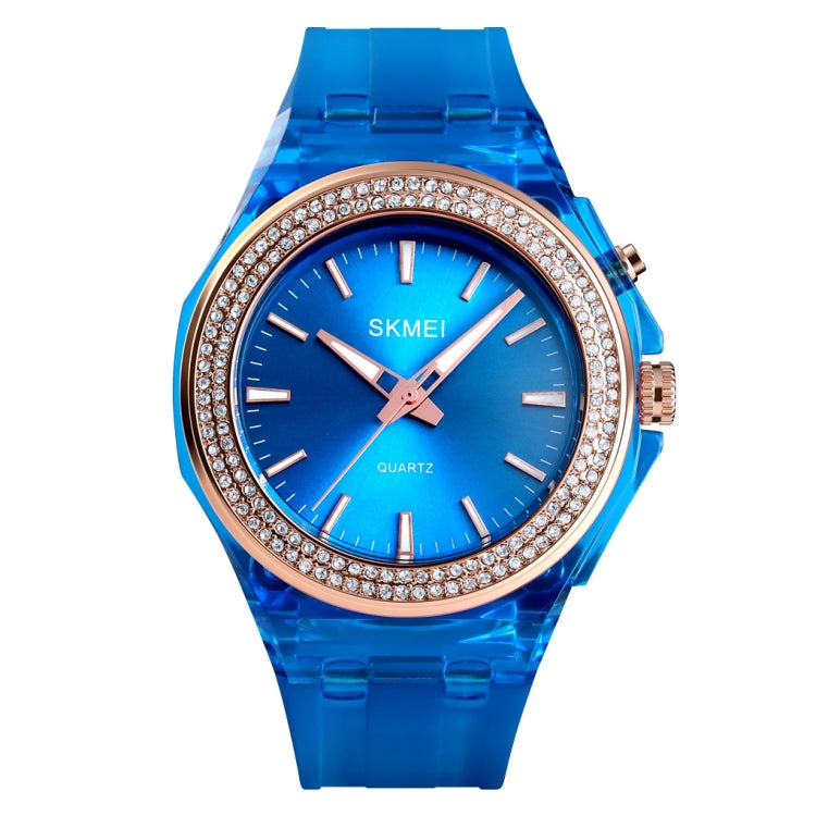SkMEI 1553 Women LED Color Light Transparent Waterproof Watch Inlaid With Water Drill