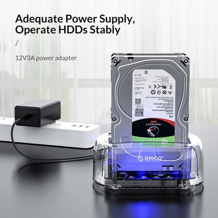 ORICO 6239C3 2.5/3.5inch 2 Bay Transparent Type-C Hard Drive Dock