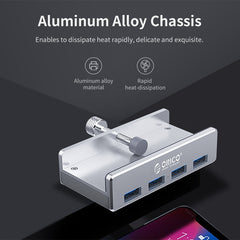 ORICO  MH4PU-P Aluminum Alloy 4 Port USB3.0 Clip-type HUB, MH4PU-P(Black), MH4PU-P(Silver)