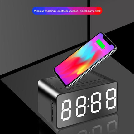 Altavoz Bluetooth de carga inalámbrica AEC BT508, reloj despertador LED, banco de energía, altavoz tres en uno