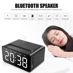 AEC BT508 Wireless Charging Bluetooth Speaker LED Alarm Clock Power Bank Three-In-One Speaker