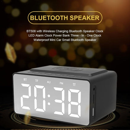 Altavoz Bluetooth de carga inalámbrica AEC BT508, reloj despertador LED, banco de energía, altavoz tres en uno
