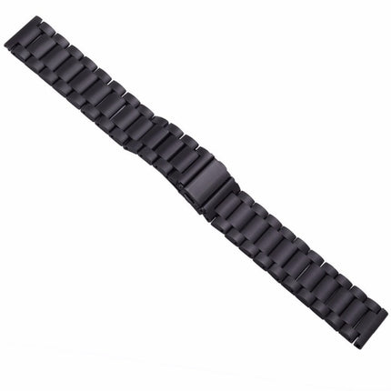 Applicable To Ticwatch Generation / Moto360 Second Generation 460 / Samsung GearS3 / Huawei GT Universal 22mm Stainless Steel Metal Strap Butterfly Buckle Three Beads, black, gold, rose gold, Silver
