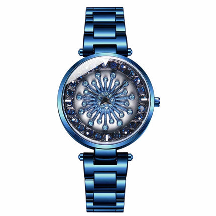 SANDA 1017 Lady Watch All Over The Sky Star 360 Degree Rotating Watch Diamond Steel Band Women Watch