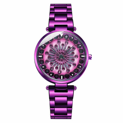 SANDA 1017 Lady Watch All Over The Sky Star 360 Degree Rotating Watch Diamond Steel Band Women Watch