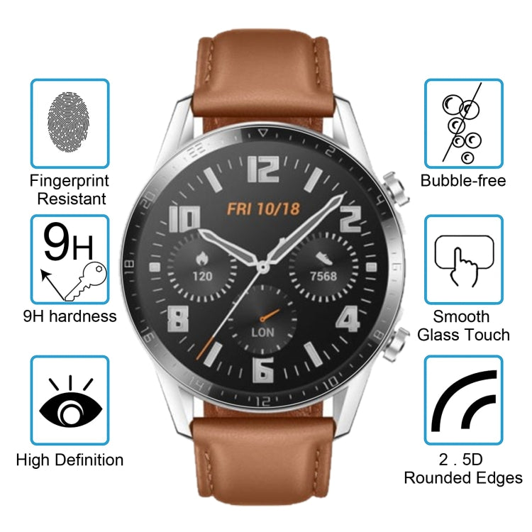 For HUAWEI Watch GT 2 46mm (2019) ENKAY Hat-Prince 0.2mm 9H 2.15D Curved Edge Tempered Glass Film, For HUAWEI Watch GT 2 46mm (2019)  (1 PC), For HUAWEI Watch GT 2 46mm (2019) (2 PCS)