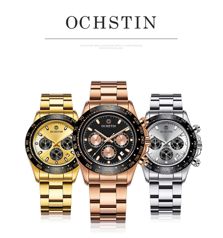 OCHSTIN Augusten 6103B Multi Function Quartz Watch Sports luminous Waterproof Watch Calendar Steel Band Men  Watch