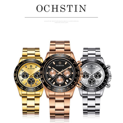 OCHSTIN Augusten 6103B Multi Function Quartz Watch Sports luminous Waterproof Watch Calendar Steel Band Men  Watch