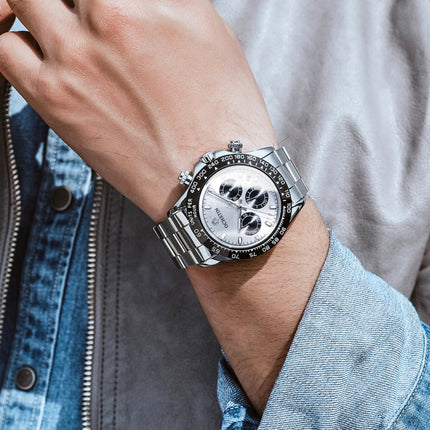 OCHSTIN Augusten 6103B Multi Function Quartz Watch Sports luminous Waterproof Watch Calendar Steel Band Men  Watch