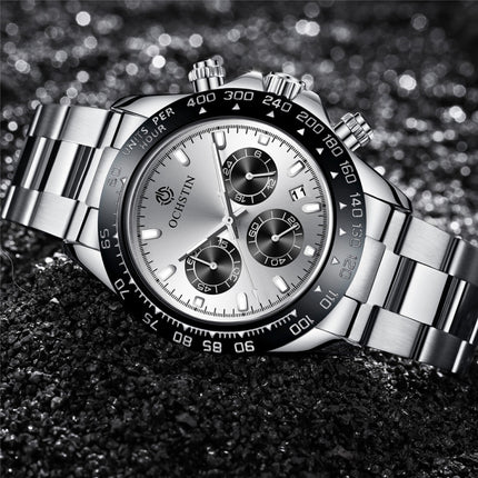OCHSTIN Augusten 6103B Multi Function Quartz Watch Sports luminous Waterproof Watch Calendar Steel Band Men  Watch