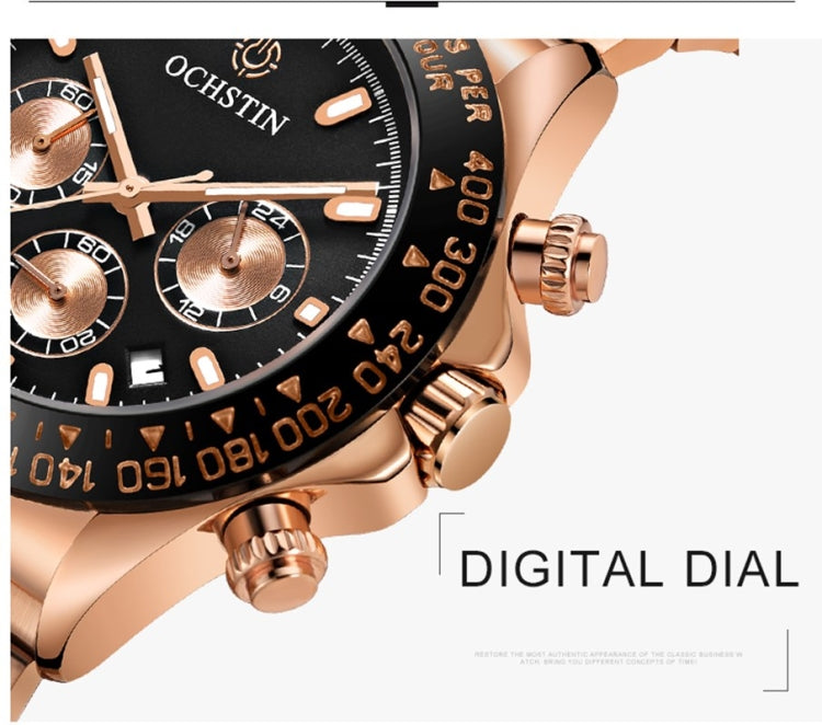 OCHSTIN Augusten 6103B Multi Function Quartz Watch Sports luminous Waterproof Watch Calendar Steel Band Men  Watch