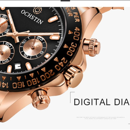 OCHSTIN Augusten 6103B Multi Function Quartz Watch Sports luminous Waterproof Watch Calendar Steel Band Men  Watch