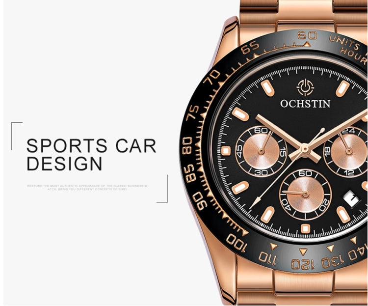 OCHSTIN Augusten 6103B Multi Function Quartz Watch Sports luminous Waterproof Watch Calendar Steel Band Men  Watch