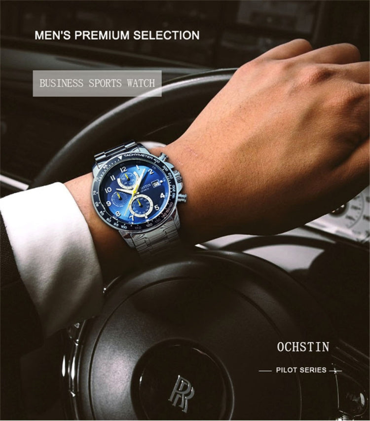 OCHSTIN   6112 Men Multi  Function Watch Fashion Sports Business Calendar Luminous Men Watch Quartz Watch Steel Watch