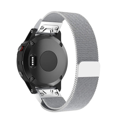 For Garmin Fenix 5 Milan Metal Stainless Steel Metal Watchband （Silver）, 20MM, 22MM, 26MM