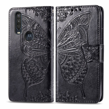 For Motorola One Action Butterfly Love Flower Embossed Horizontal Flip Leather Case with Bracket Lanyard Card Slot Wallet, For Motorola One Action