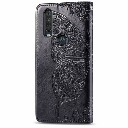 For Motorola One Action Butterfly Love Flower Embossed Horizontal Flip Leather Case with Bracket Lanyard Card Slot Wallet, For Motorola One Action