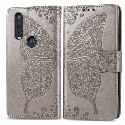 For Motorola One Action Butterfly Love Flower Embossed Horizontal Flip Leather Case with Bracket Lanyard Card Slot Wallet, For Motorola One Action