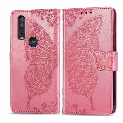 For Motorola One Action Butterfly Love Flower Embossed Horizontal Flip Leather Case with Bracket Lanyard Card Slot Wallet, For Motorola One Action