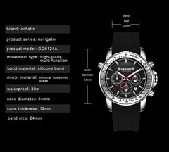OCHSTIN 6125A Multi Function Chronograph Men  Sports Silicone Quartz Waterproof Men  Watch