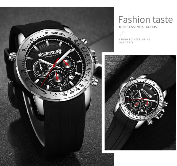 OCHSTIN 6125A Multi Function Chronograph Men  Sports Silicone Quartz Waterproof Men  Watch