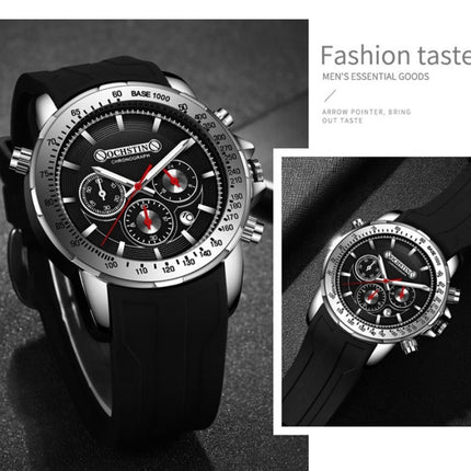 OCHSTIN 6125A Multi Function Chronograph Men  Sports Silicone Quartz Waterproof Men  Watch