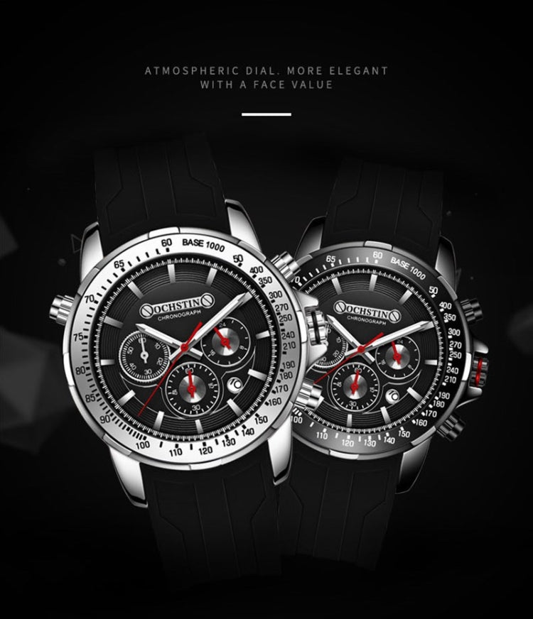 OCHSTIN 6125A Multi Function Chronograph Men  Sports Silicone Quartz Waterproof Men  Watch
