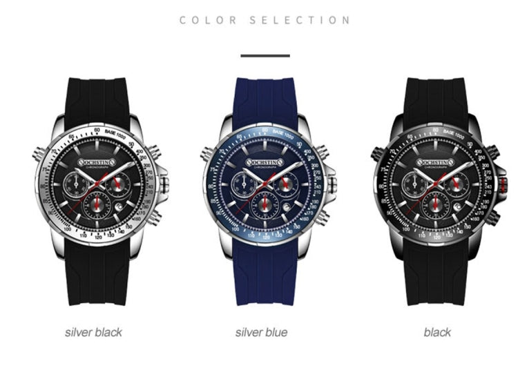 OCHSTIN 6125A Multi Function Chronograph Men  Sports Silicone Quartz Waterproof Men  Watch