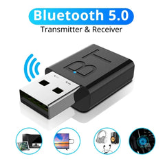 Receptor y amplificador de audio con Bluetooth BT005 5.0 USB, altavoz, adaptador de memoria estéreo inalámbrico para coche