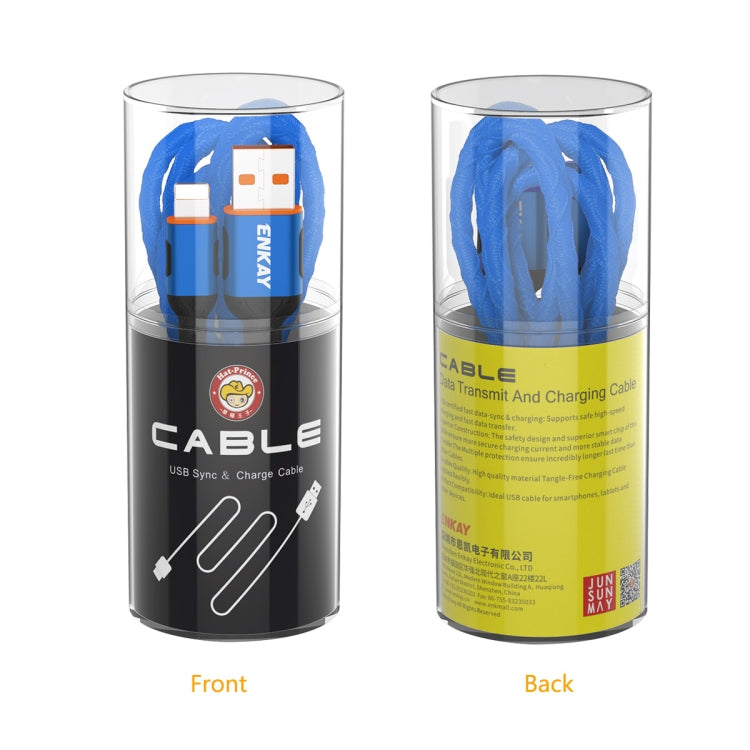 ENKAY ENK-CB203 Cloth Weaving Thread USB to 8 Pin Data Transfer Charging Cable, 8 Pin