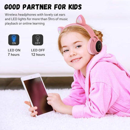 Cute Cat Ear Bluetooth 5.0 Headphones Foldable On-Ear Stereo Wireless Headset Headphone with Mic / LED Light / FM Radio / TF Card, SYA00833501F, SYA00833501A, SYA00833501B, SYA00833501C, SYA00833501D, SYA00833501E