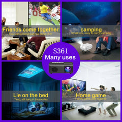 S361 80 lumens 480x320 Pixel Portable Mini Projector, Support 1080P, US Plug, EU Plug, UK Plug, AU Plug