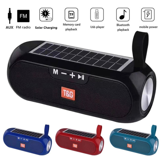 T&G TG182 Portable Column Wireless Stereo Music Box Solar Power waterproof USB AUX FM radio super bass