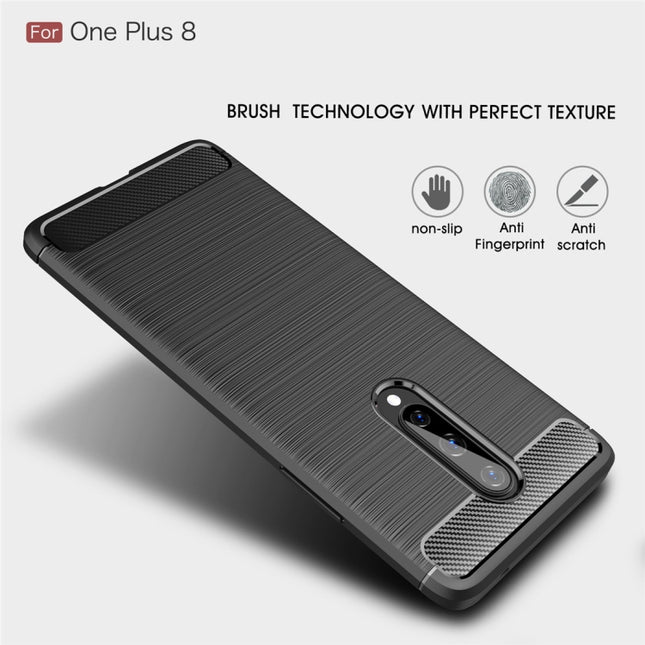 For OnePlus 8 Brushed Texture Carbon Fiber Shockproof TPU Case, For OnePlus 8