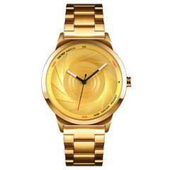 Skmei 9210 Fashion Trend Mens Business Wristwatch Simple Three-Dimensional Surface Waterproof Gold Quartz Watch Man